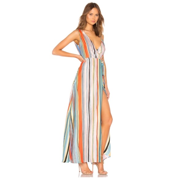 Lovers + Friends Maxi Wrap Dress Montague Stripe Aruba - Picture 4 of 10